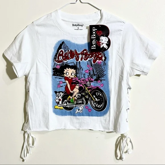 Betty Boop Biker Babe Lace-Up Crop Top size Small - Picture 7 of 12